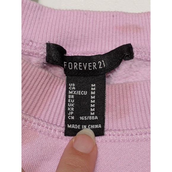 Forever 21 Sweatshirt Women's M Tie Dye Pink Cropped SWEETHEART Activewear - Picture 5 of 11